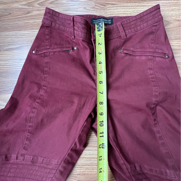 Peruvian Connection Motorcycle Pants Burgundy Zip Ankles Skinny Moto Womens 4 - Picture 5 of 12